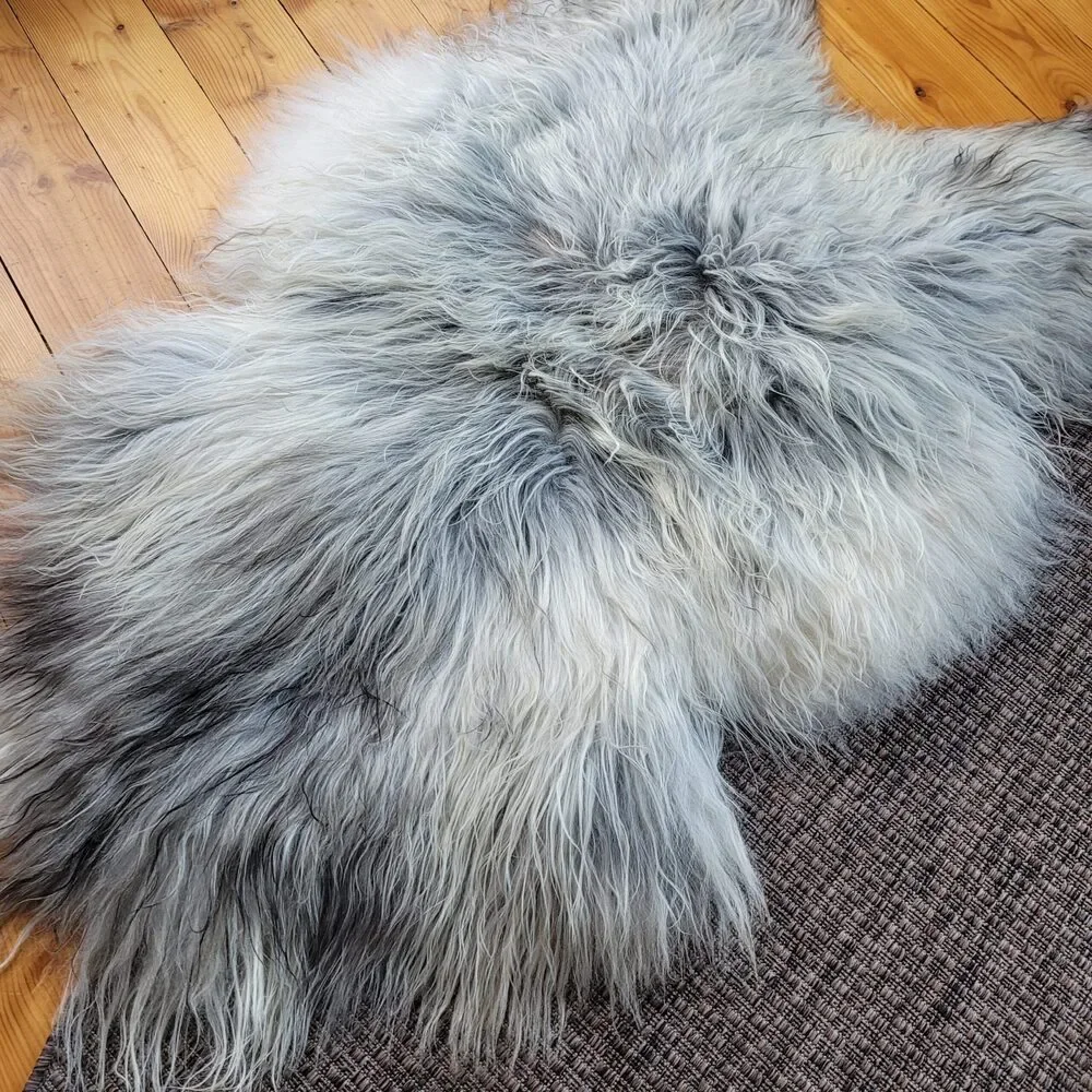 Genuine Icelandic Sheepskin Rug Gray Pelt Throw 53